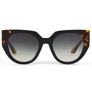 DIFF Ivy Sunglasses Polarized Matte Black Tortoise Frame Grey Gradient Lens NIB DIFF Indy Designer Rectangular Sunglasses for Women | Black  main image 4